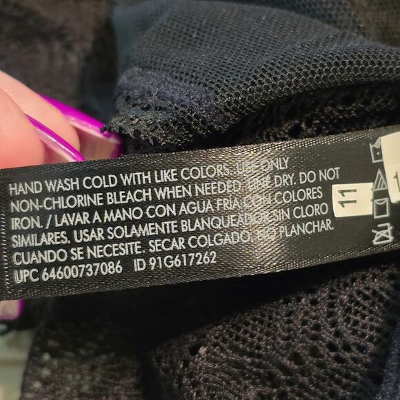 Smart & Sexy The Curvy Collection High Rise Cheekini Womens 10 Black Lace Mesh - Picture 6 of 8